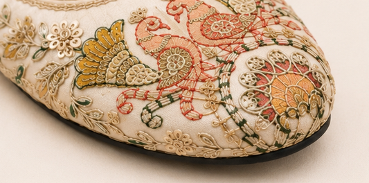 Ivory Heritage Embroidered Mule Flats