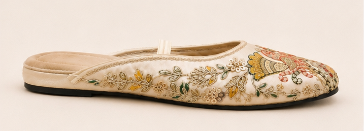 Ivory Heritage Embroidered Mule Flats
