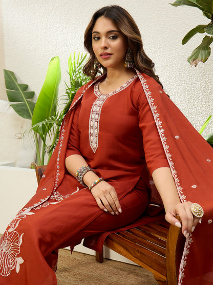Yashika Rust Kurta Set - Sunainee