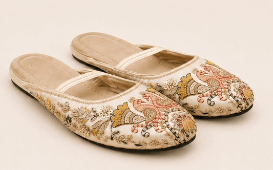 Ivory Heritage Embroidered Mule Flats