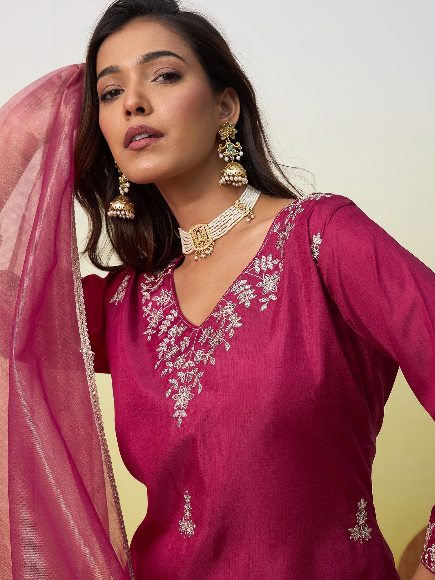 Aadhya Cherry Red Kurta Set - Sunainee
