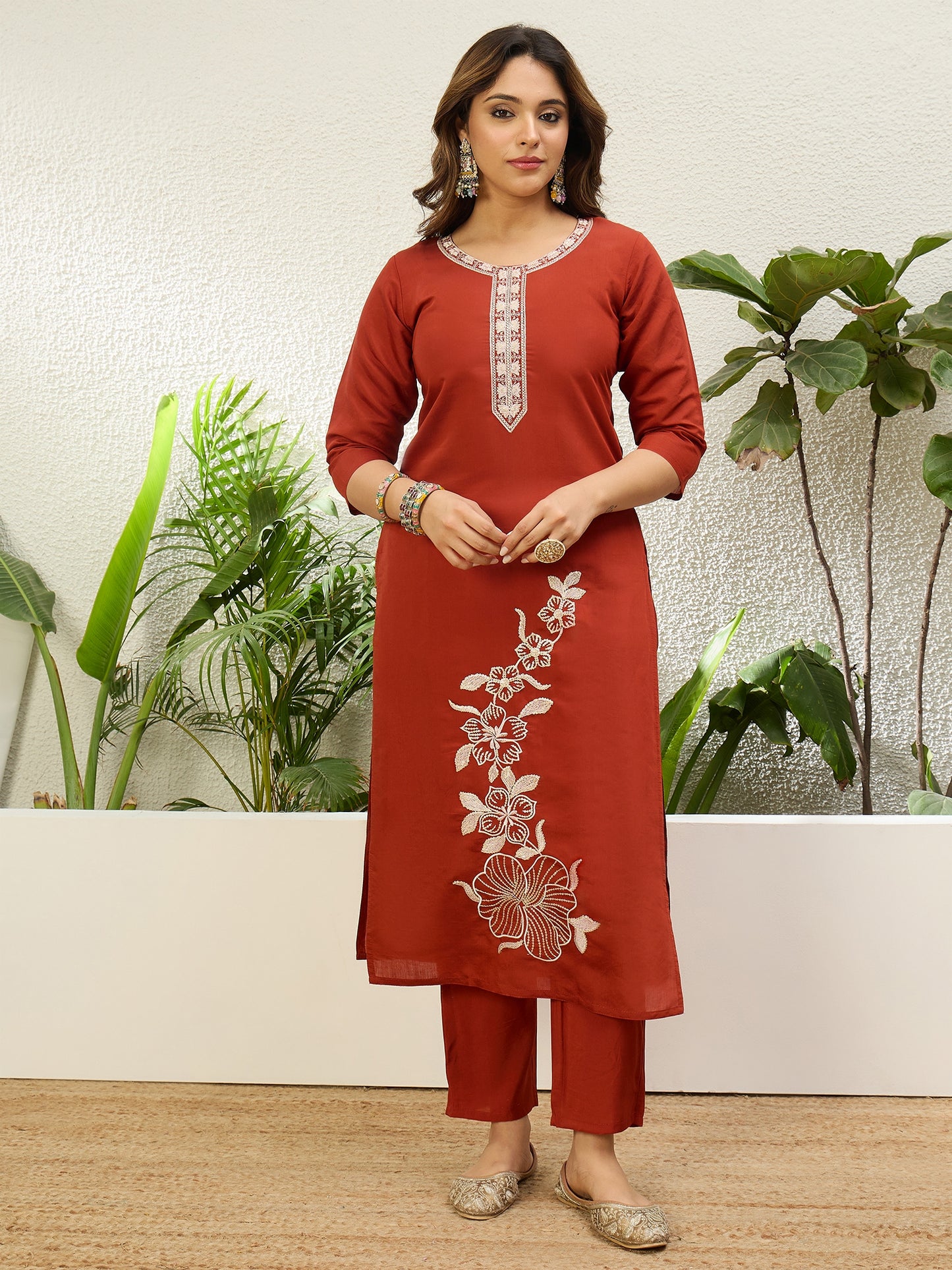 Yashika Rust Kurta Set - Sunainee