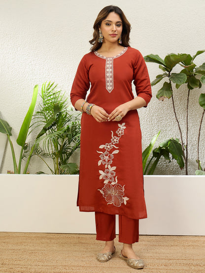 Yashika Rust Kurta Set - Sunainee