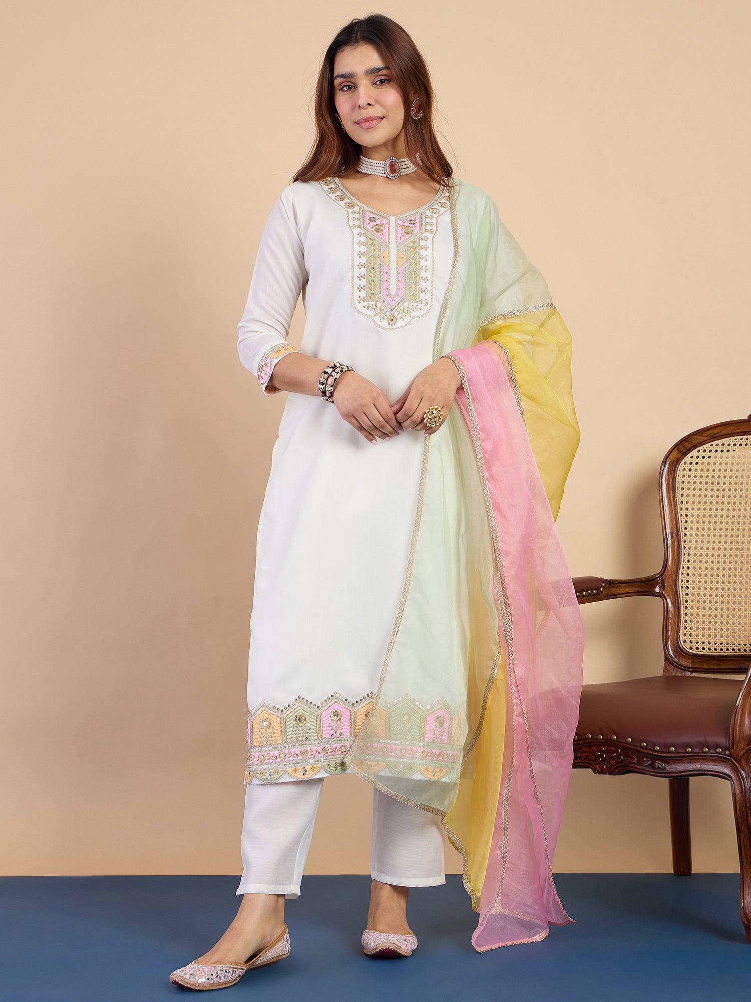 Kiyana Off-White Kurta Set - Sunainee