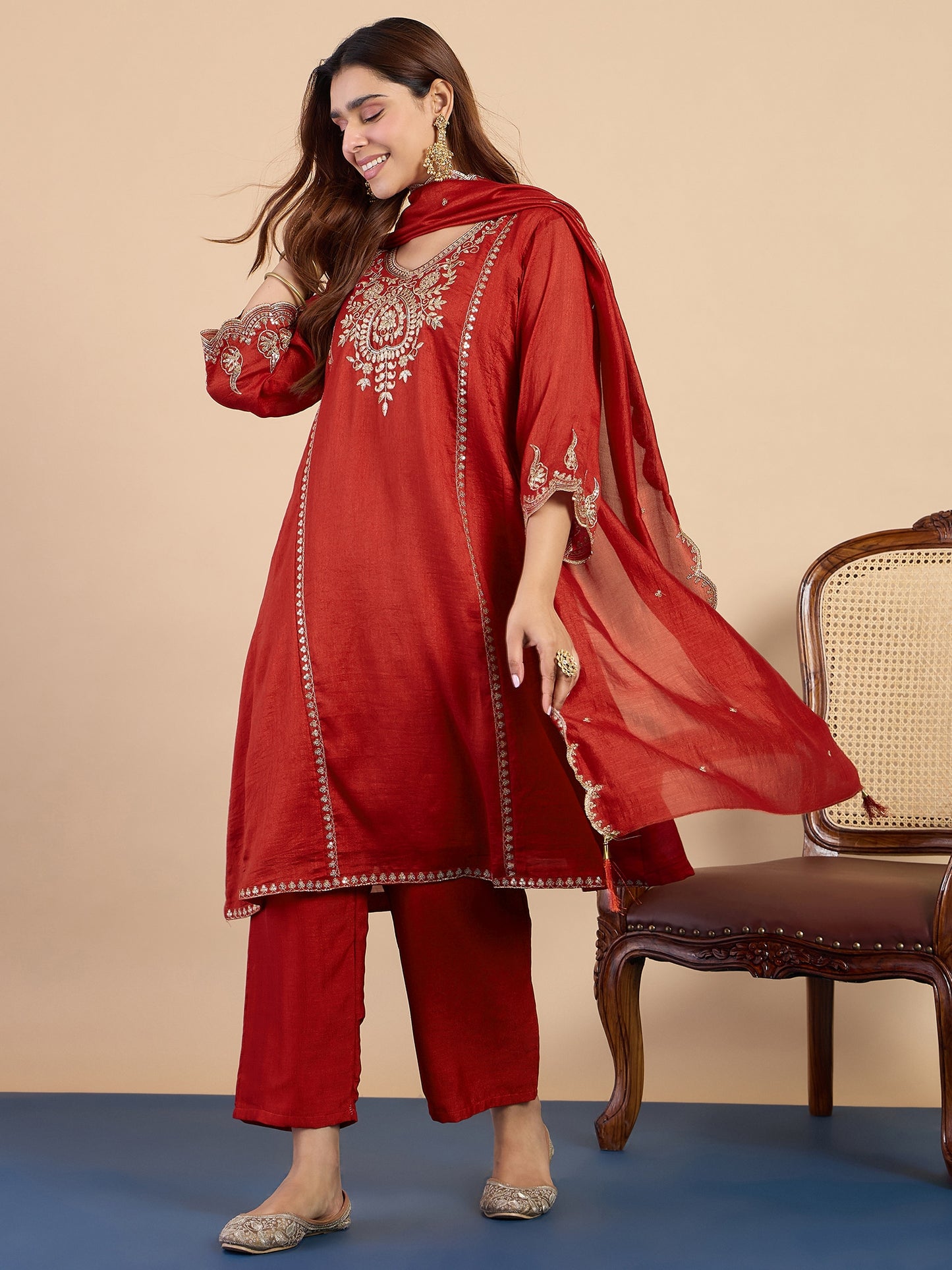 Shanaya Rust Kurta Set - Sunainee