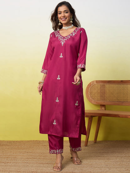 Aadhya Cherry Red Kurta Set - Sunainee