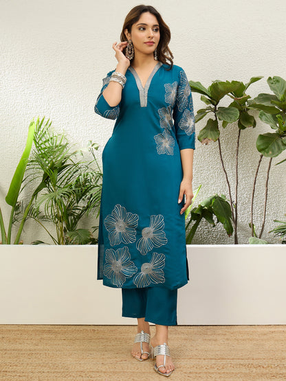 Raagini Teal-Blue Kurta Set - Sunainee