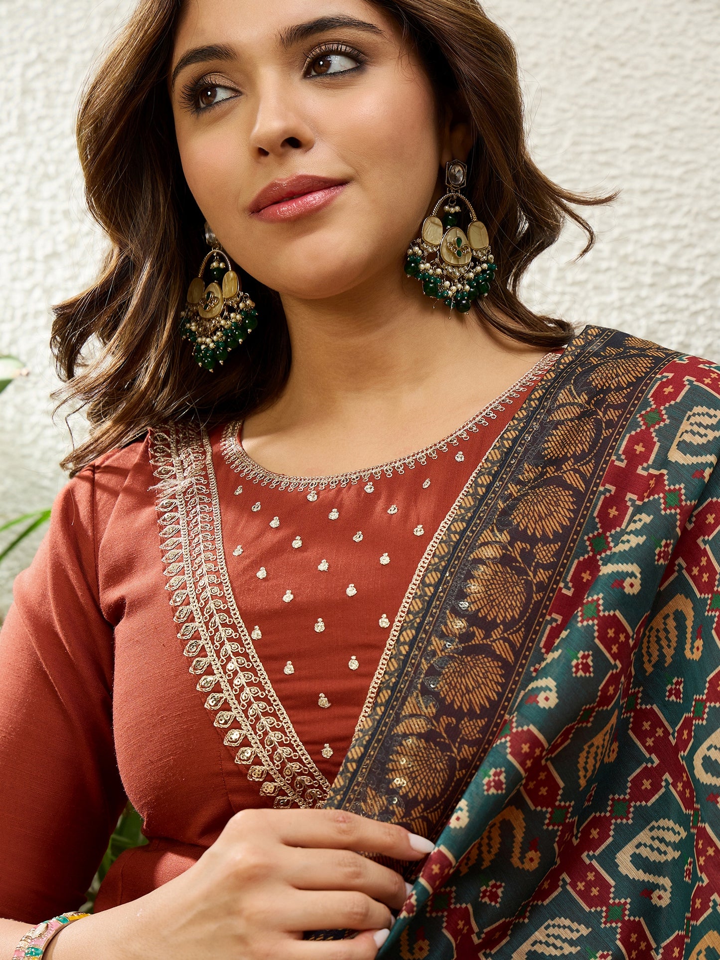 Gayatri Rust Kurta Set - Sunainee