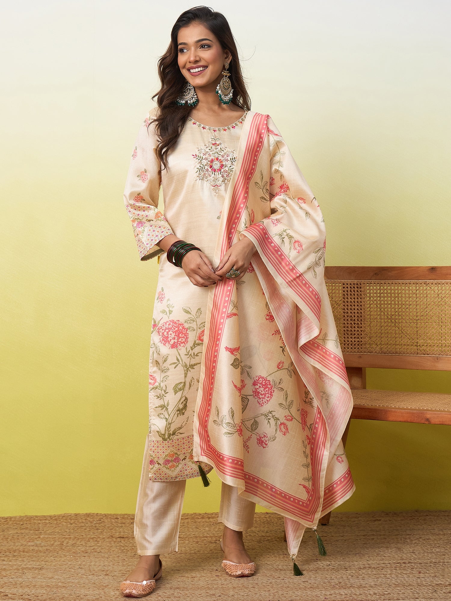 Padmini Cream Kurta Set - Sunainee