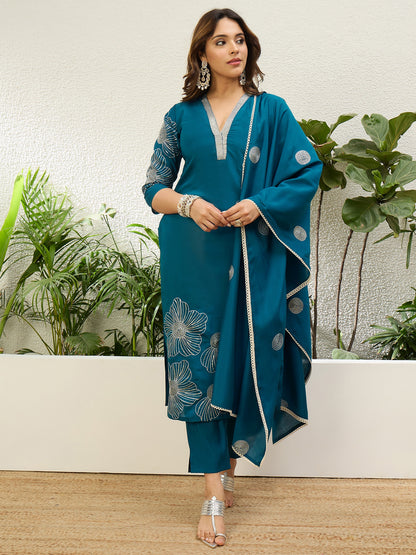 Raagini Teal-Blue Kurta Set - Sunainee