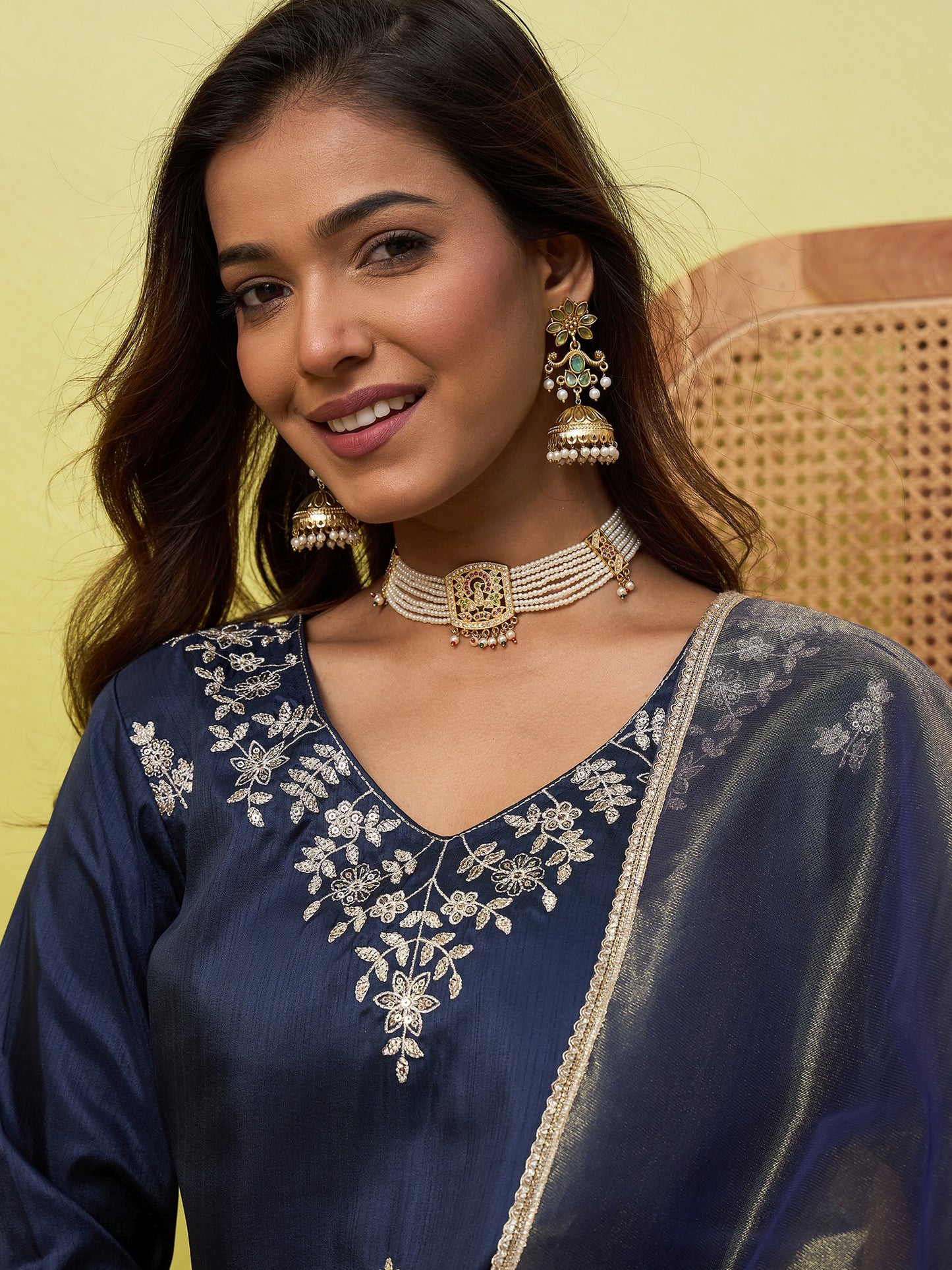 Aadhya Navy Blue Kurta Set - Sunainee