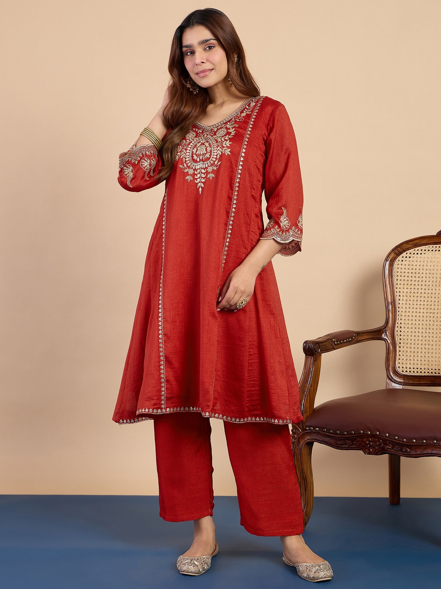 Shanaya Rust Kurta Set - Sunainee