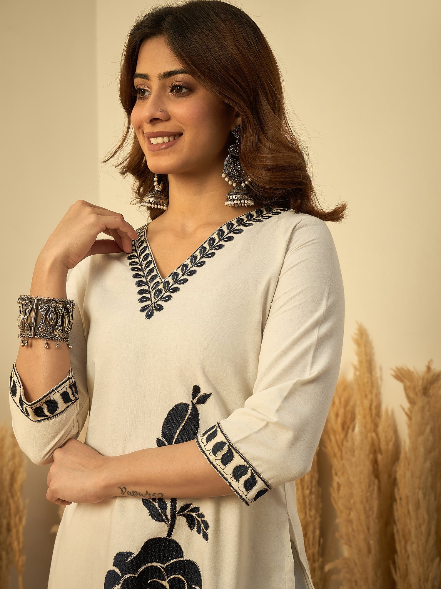 Pure Cotton Kurta Set Off-White - Sunainee