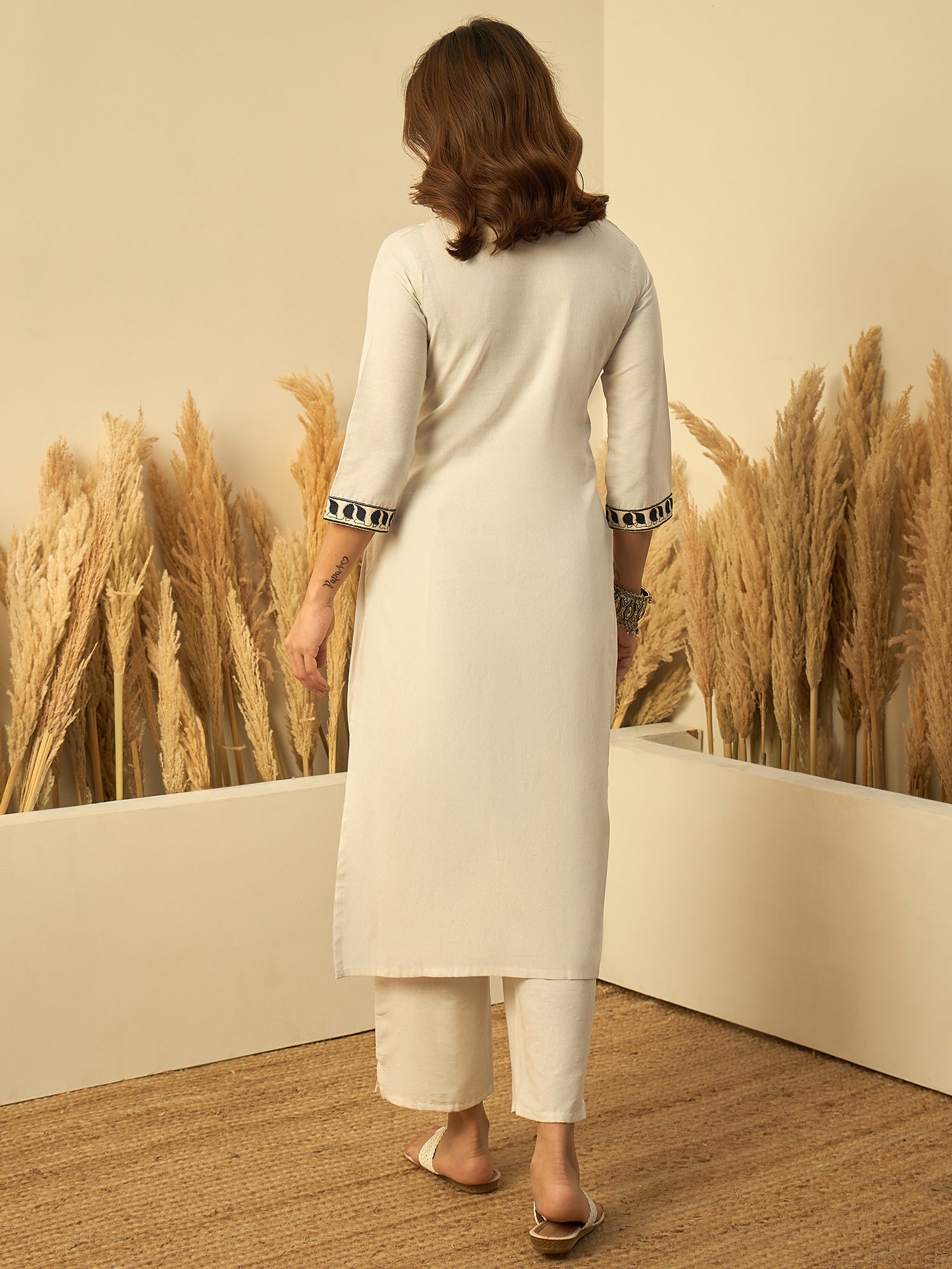 Pure Cotton Kurta Set Off-White - Sunainee