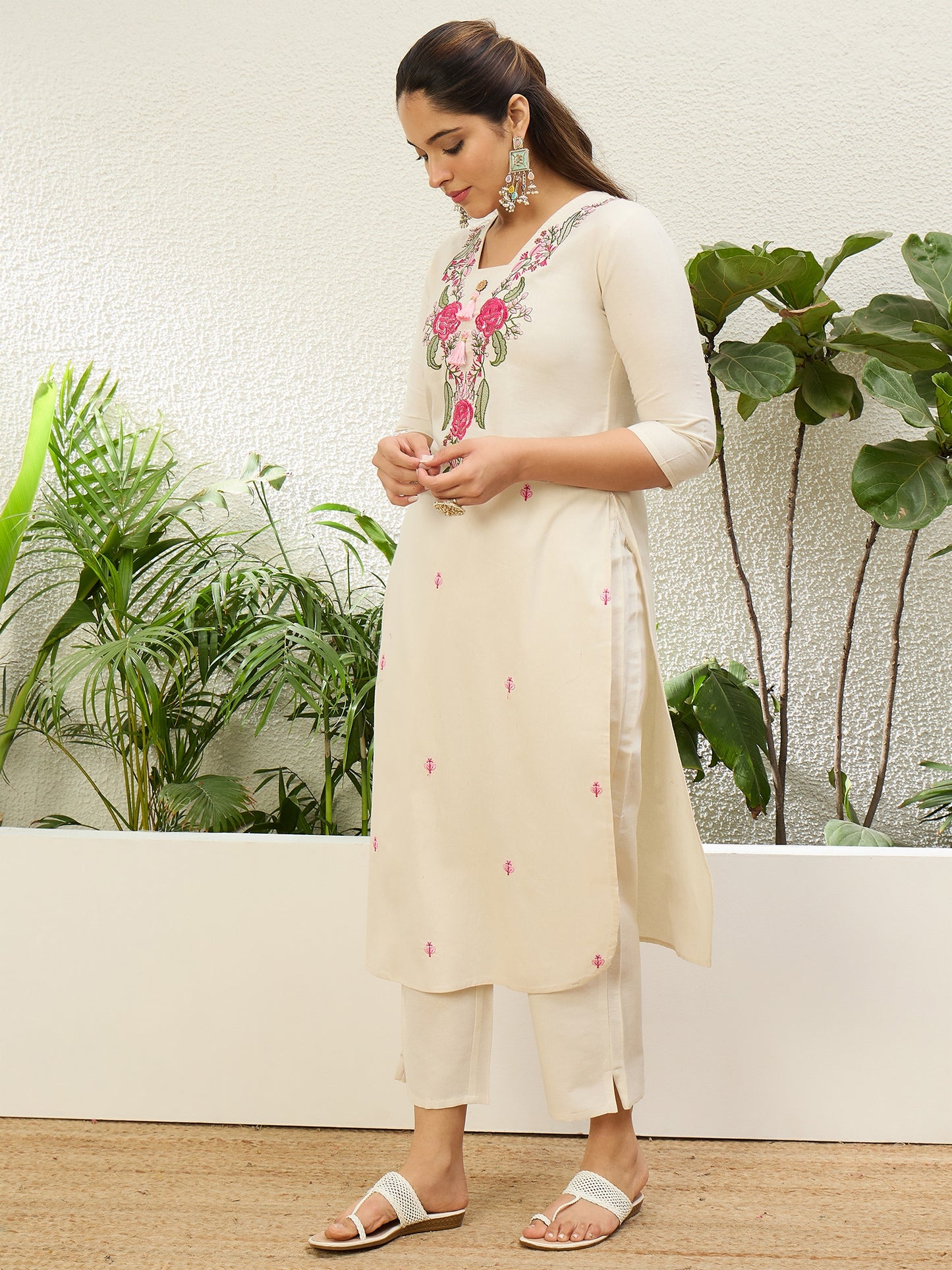 Khadi Cotton Kurta Set Off-White - Sunainee