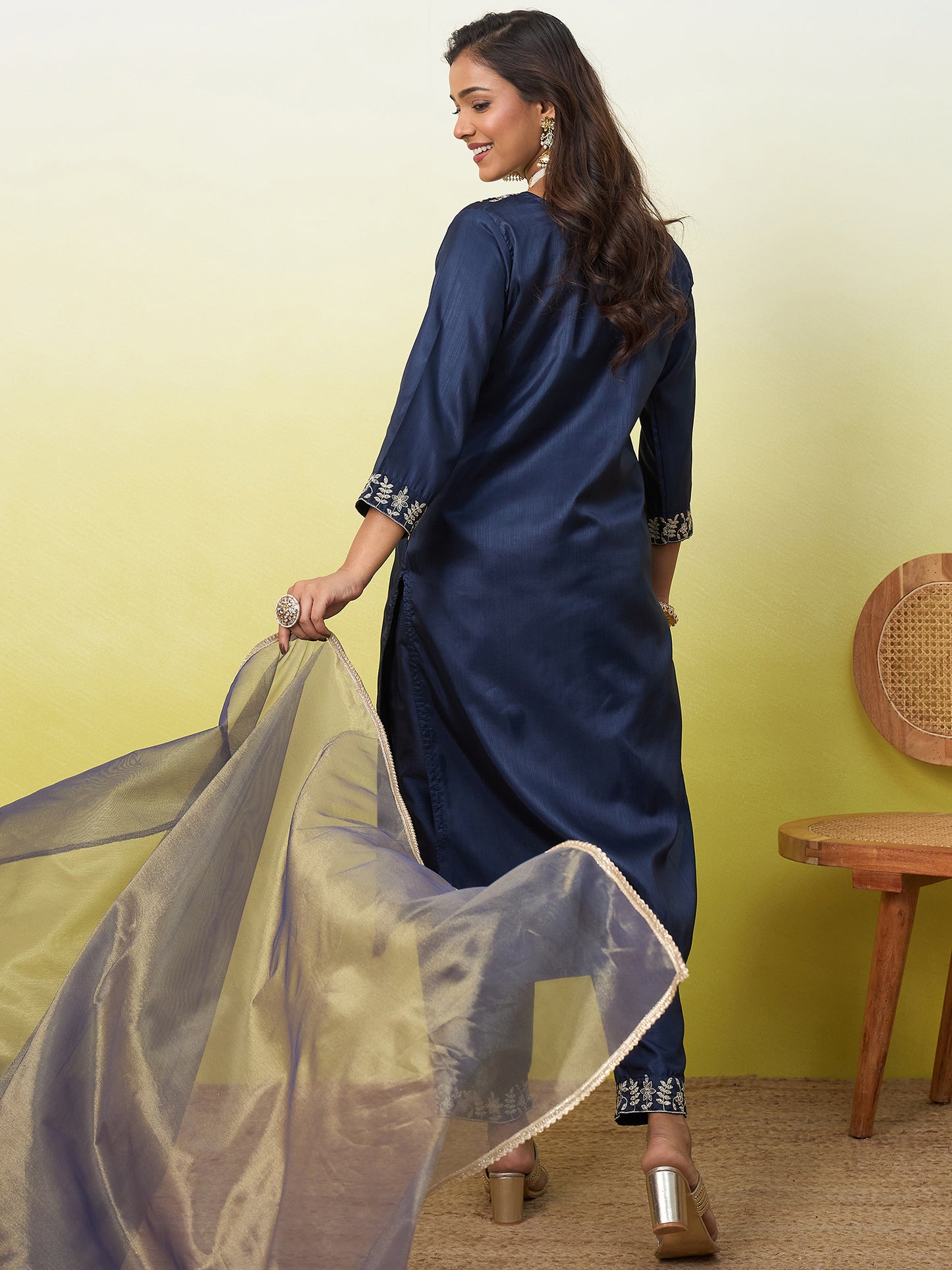 Aadhya Navy Blue Kurta Set - Sunainee