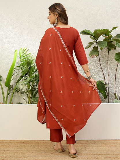 Yashika Rust Kurta Set - Sunainee