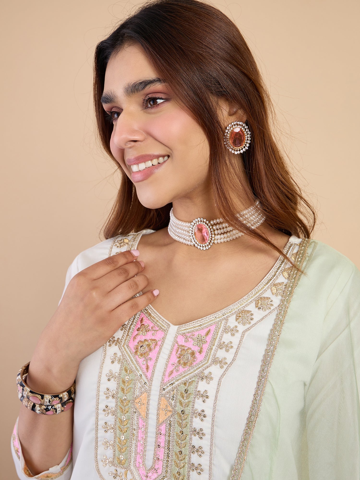 Kiyana Off-White Kurta Set - Sunainee