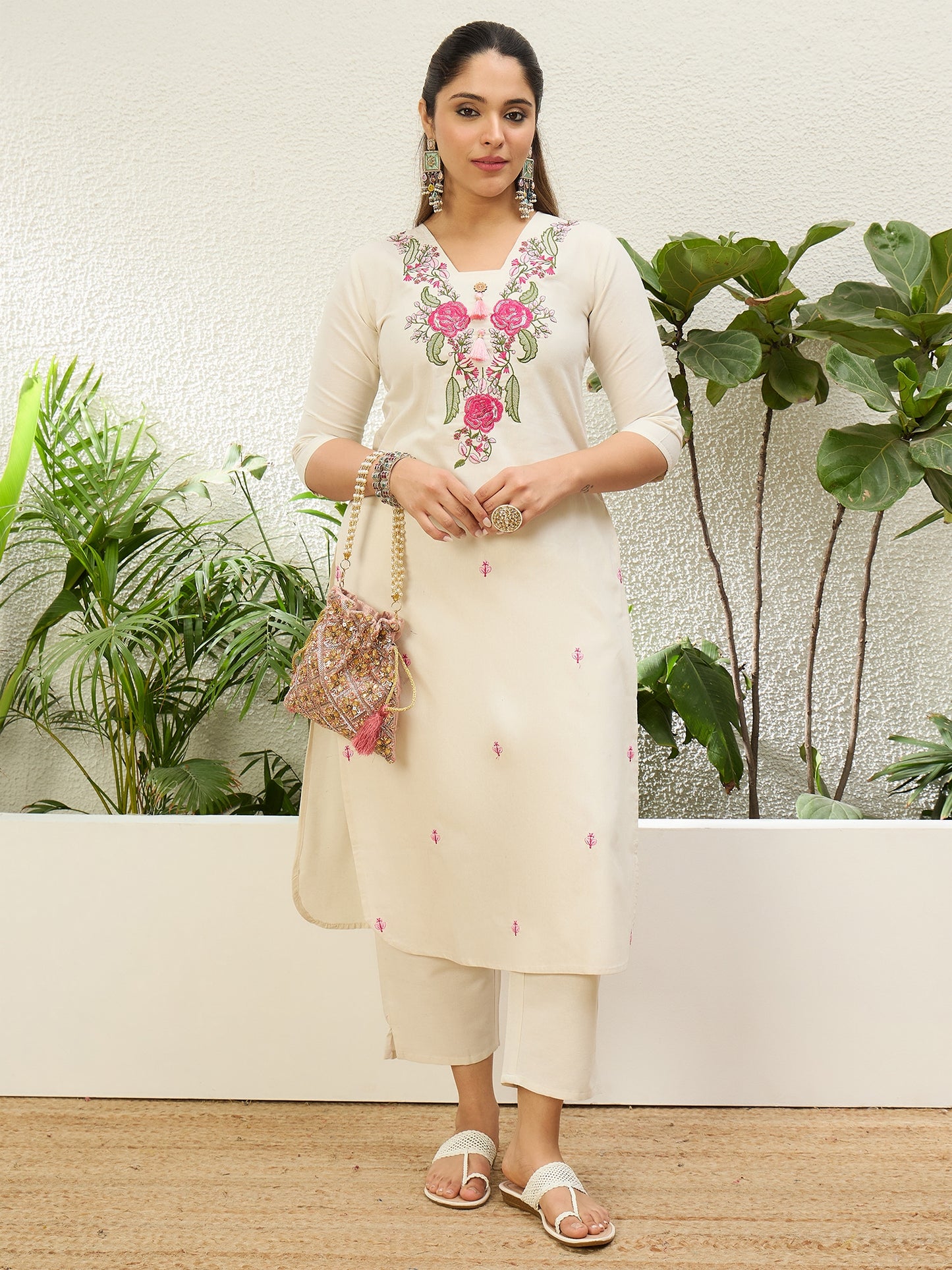 Khadi Cotton Kurta Set Off-White - Sunainee
