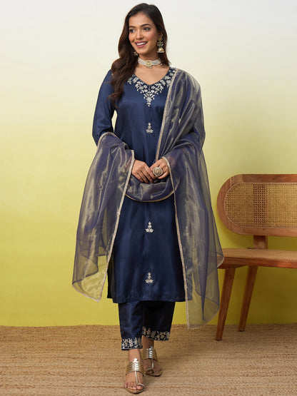 Aadhya Navy Blue Kurta Set - Sunainee