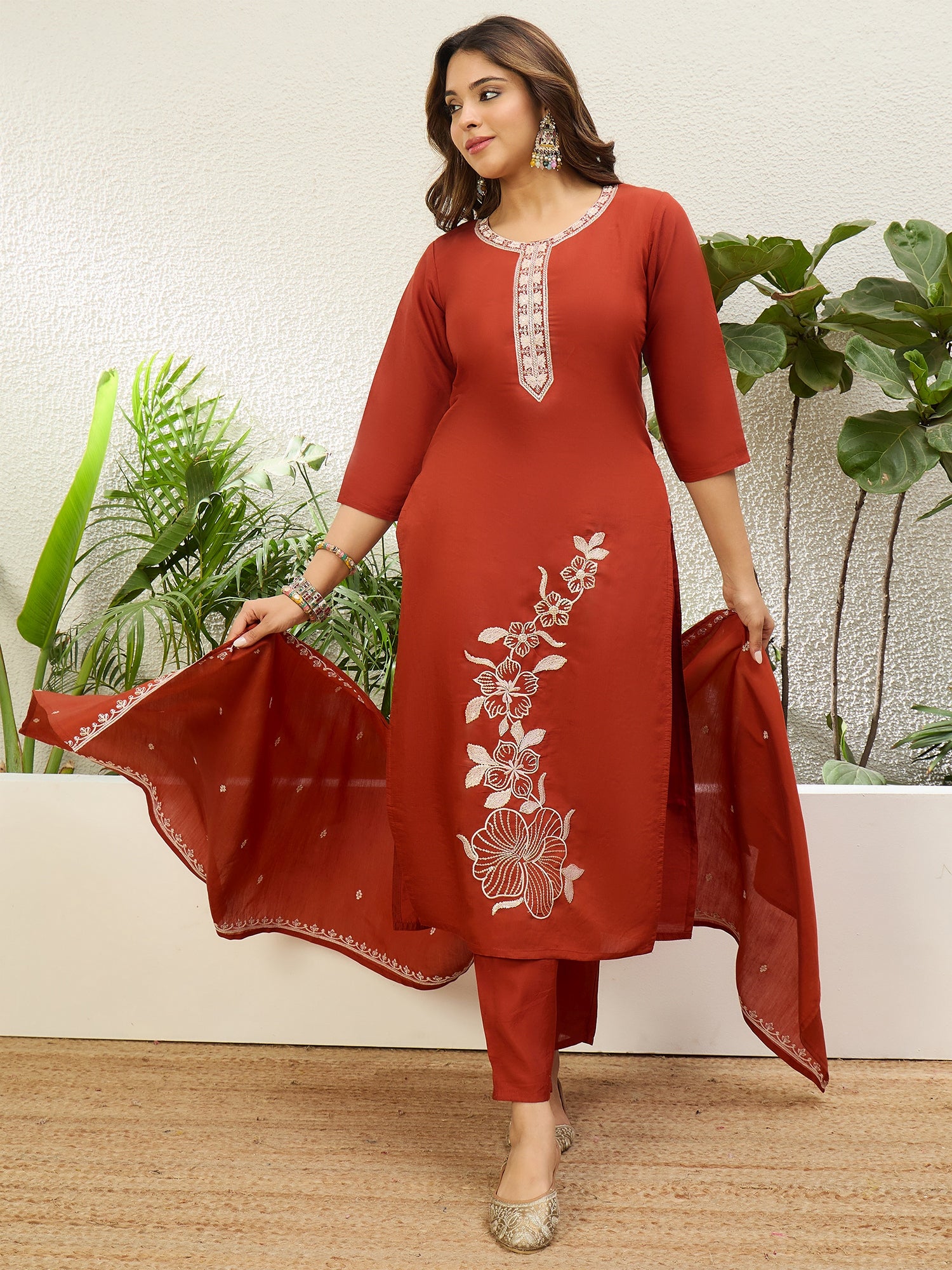 Yashika Rust Kurta Set - Sunainee