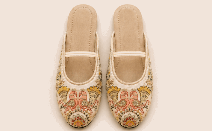 Ivory Heritage Embroidered Mule Flats
