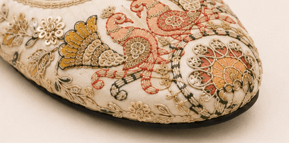 Ivory Heritage Embroidered Mule Flats
