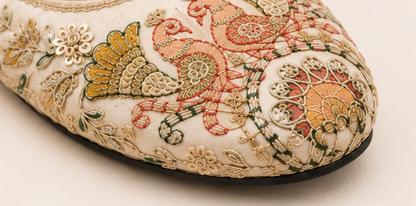 Ivory Heritage Embroidered Mule Flats