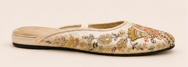 Ivory Heritage Embroidered Mule Flats