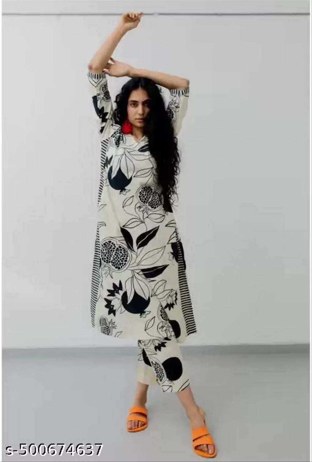 Women's Cotton Partywear Kurti with Pant Set (Pack of 2)