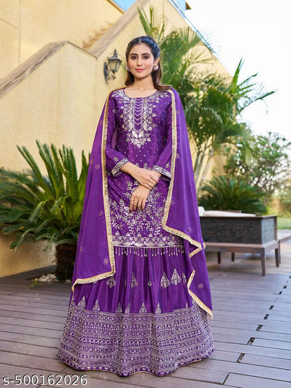 Rohita Pista Green Embroidered Silk Sharara Set with Dupatta
