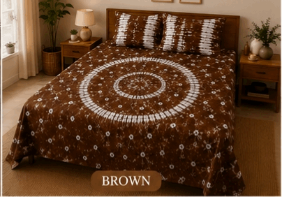 Sunainee Tie-Dye Bedsheet Set – Handcrafted Bedding | 100% Pure Cotton, 90x100inch with 2 Pillow Covers | Round Design
