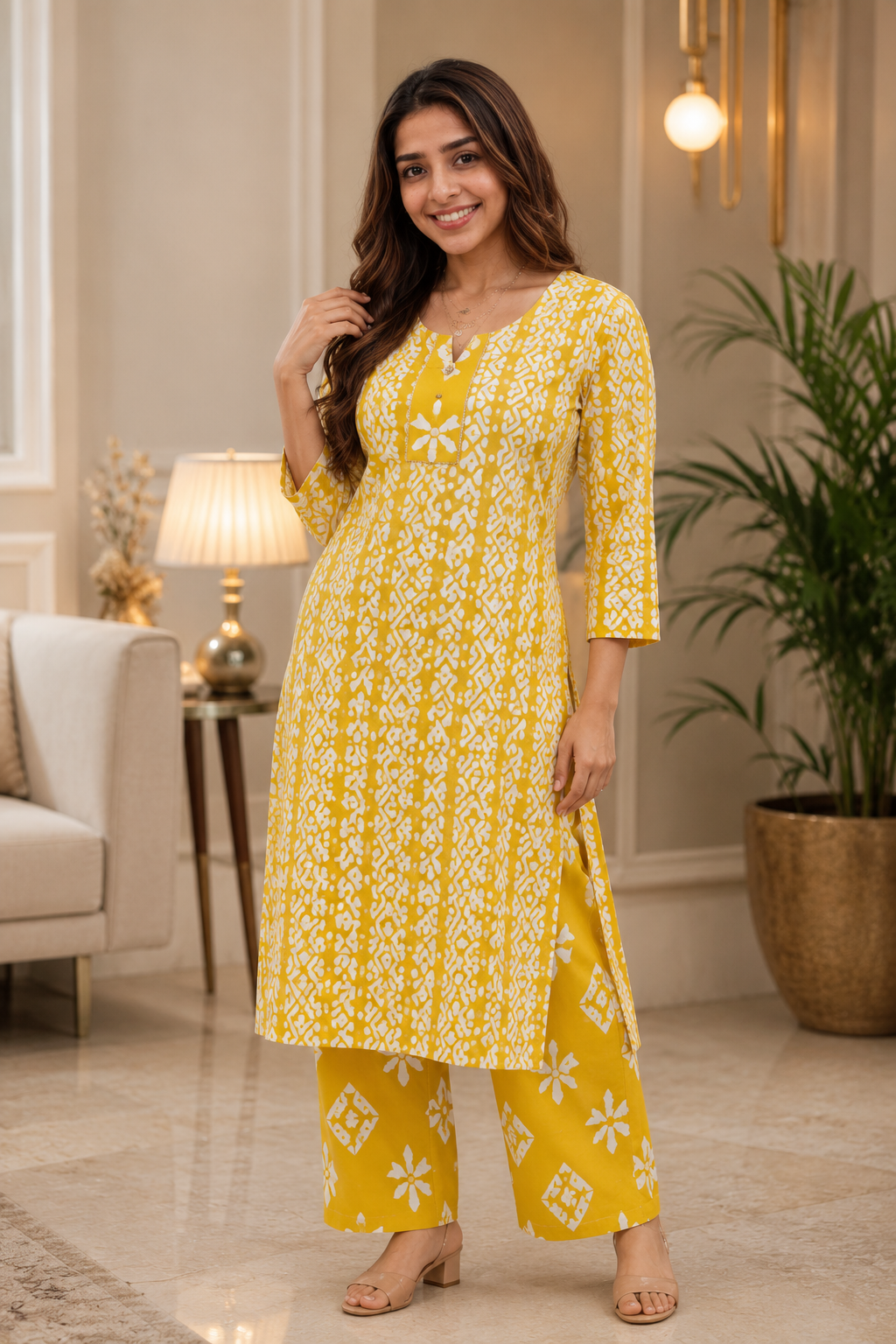 Women's Cotton A-Line Kurta Pant Set with Dupatta
