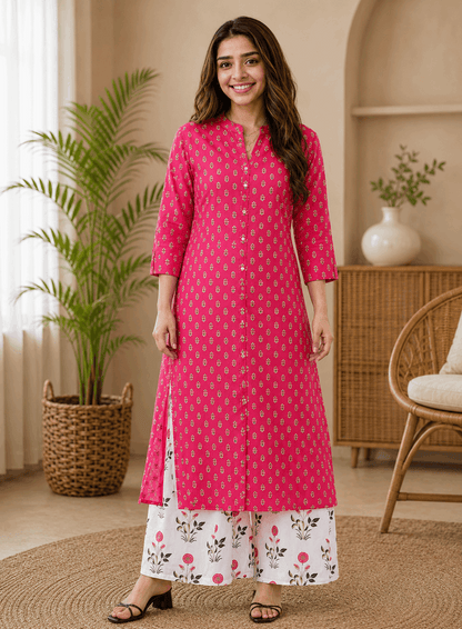 Sunainee Alisha Ensemble Rayon Printed Kurta Palazzo Set for Women | Premium Ethnic Wear