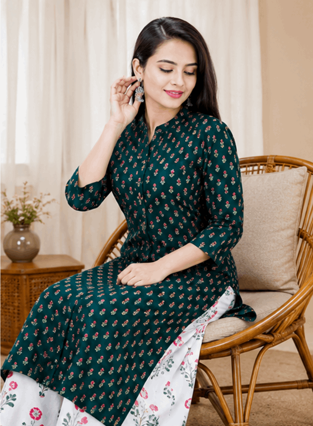 Sunainee Alisha Ensemble Rayon Printed Kurta Palazzo Set for Women | Premium Ethnic Wear
