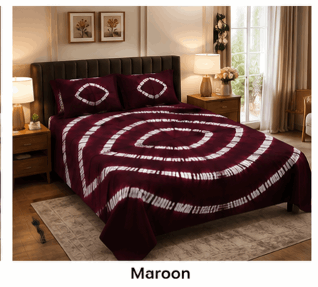 Sunainee Premium 100% Cotton Rajasthani Bandhani Double Bedsheet (90x100 Inch) with 2 Pillow Covers | Soft, Breathable & Colorfast Tie-Dye Bed Sheet for All Seasons| Mesoob Design