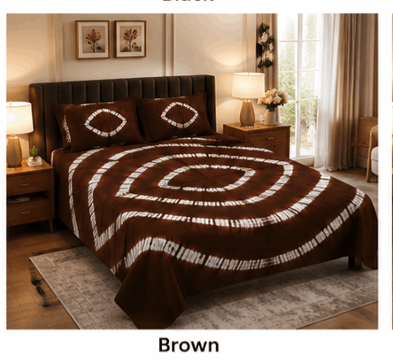 Sunainee Premium 100% Cotton Rajasthani Bandhani Double Bedsheet (90x100 Inch) with 2 Pillow Covers | Soft, Breathable & Colorfast Tie-Dye Bed Sheet for All Seasons| Mesoob Design