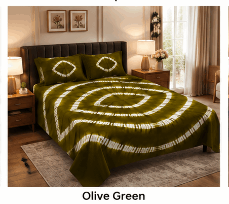 Sunainee Premium 100% Cotton Rajasthani Bandhani Double Bedsheet (90x100 Inch) with 2 Pillow Covers | Soft, Breathable & Colorfast Tie-Dye Bed Sheet for All Seasons| Mesoob Design