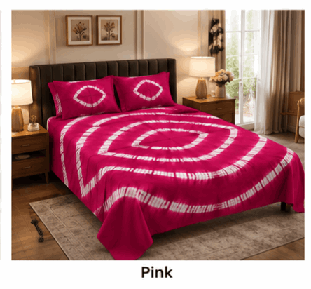 Sunainee Premium 100% Cotton Rajasthani Bandhani Double Bedsheet (90x100 Inch) with 2 Pillow Covers | Soft, Breathable & Colorfast Tie-Dye Bed Sheet for All Seasons| Mesoob Design