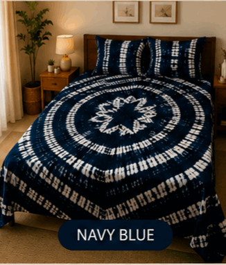 Sunainee Tie-Dye Bedsheet Set – Handcrafted Shibori Bedding | 100% Pure Cotton, 90x100inch with 2 Pillow Covers