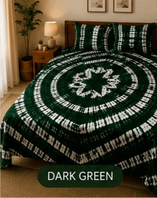 Sunainee Tie-Dye Bedsheet Set – Handcrafted Shibori Bedding | 100% Pure Cotton, 90x100inch with 2 Pillow Covers