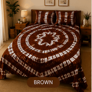 Sunainee Tie-Dye Bedsheet Set – Handcrafted Shibori Bedding | 100% Pure Cotton, 90x100inch with 2 Pillow Covers