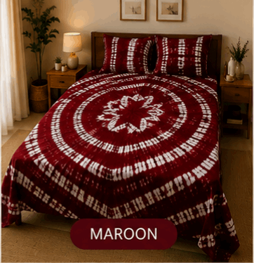 Sunainee Tie-Dye Bedsheet Set – Handcrafted Shibori Bedding | 100% Pure Cotton, 90x100inch with 2 Pillow Covers