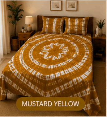 Sunainee Tie-Dye Bedsheet Set – Handcrafted Shibori Bedding | 100% Pure Cotton, 90x100inch with 2 Pillow Covers