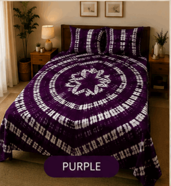 Sunainee Tie-Dye Bedsheet Set – Handcrafted Shibori Bedding | 100% Pure Cotton, 90x100inch with 2 Pillow Covers