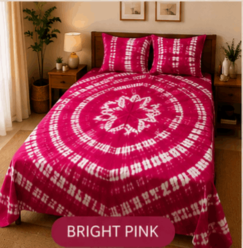Sunainee Tie-Dye Bedsheet Set – Handcrafted Shibori Bedding | 100% Pure Cotton, 90x100inch with 2 Pillow Covers
