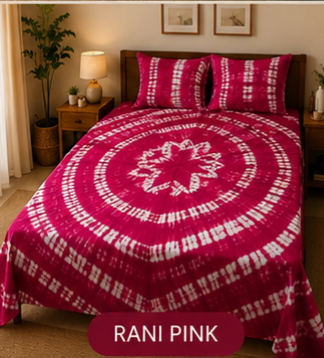 Sunainee Tie-Dye Bedsheet Set – Handcrafted Shibori Bedding | 100% Pure Cotton, 90x100inch with 2 Pillow Covers