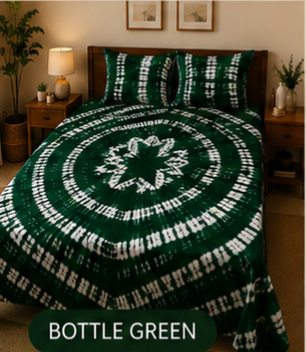 Sunainee Tie-Dye Bedsheet Set – Handcrafted Shibori Bedding | 100% Pure Cotton, 90x100inch with 2 Pillow Covers