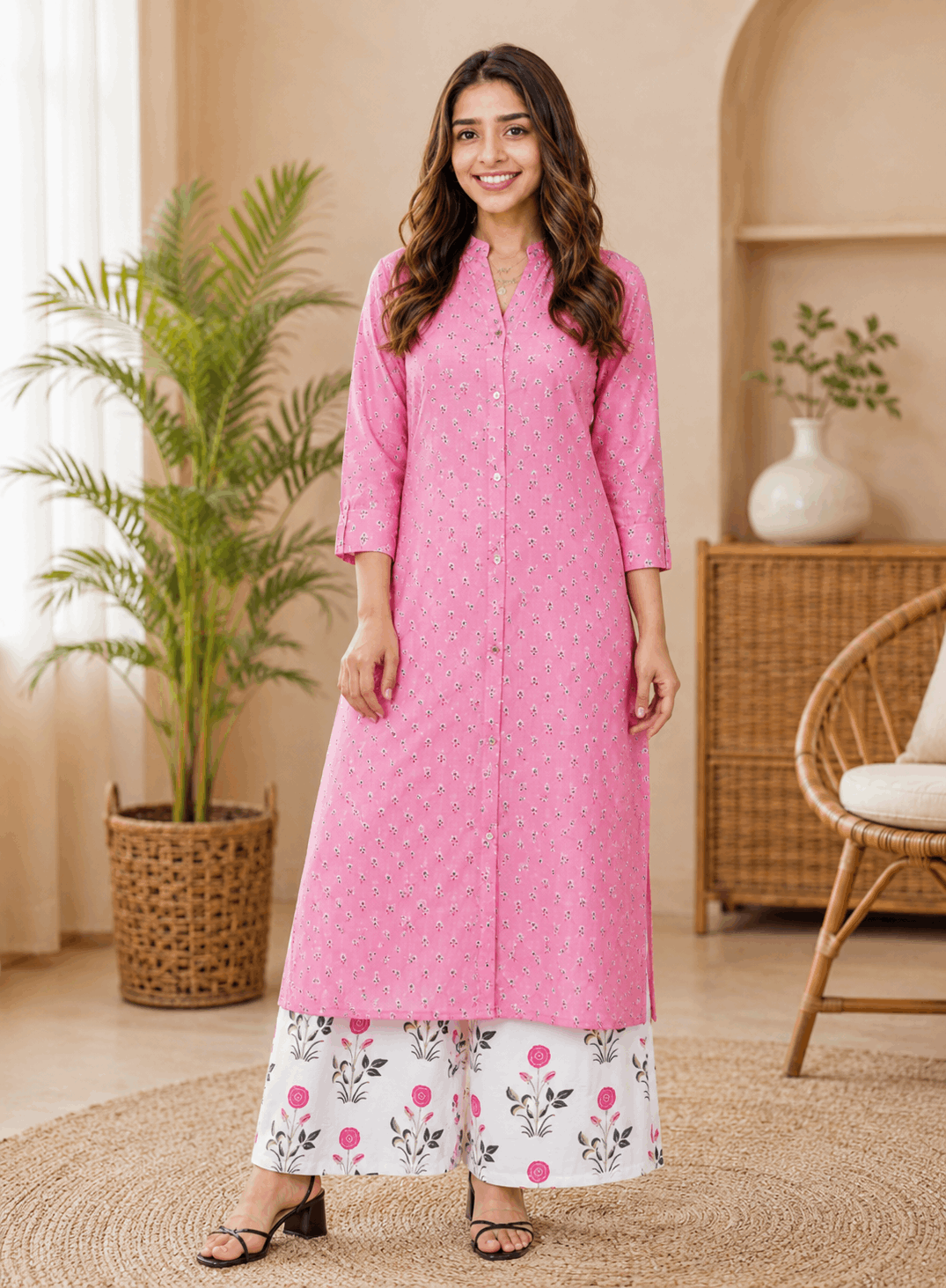 Sunainee Alisha Ensemble Rayon Printed Kurta Palazzo Set for Women | Premium Ethnic Wear