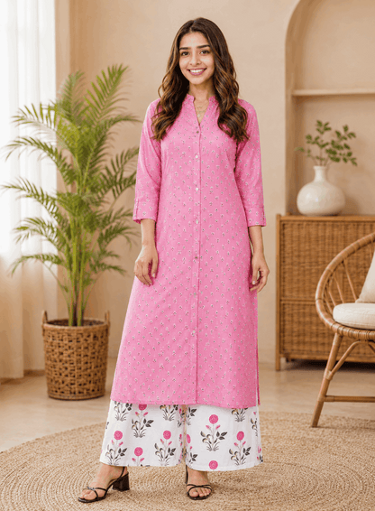 Sunainee Alisha Ensemble Rayon Printed Kurta Palazzo Set for Women | Premium Ethnic Wear